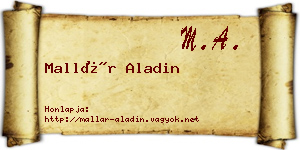 Mallár Aladin névjegykártya